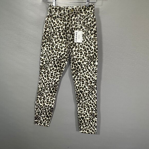 Frame Denim Denim - Frame Jeans Womens 25 Ali High Rise Cigarette Animal Print Cotton Stretch NEW
